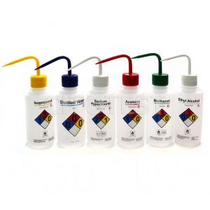 Self-venting safety wash bottles (distilled water), 500ml
