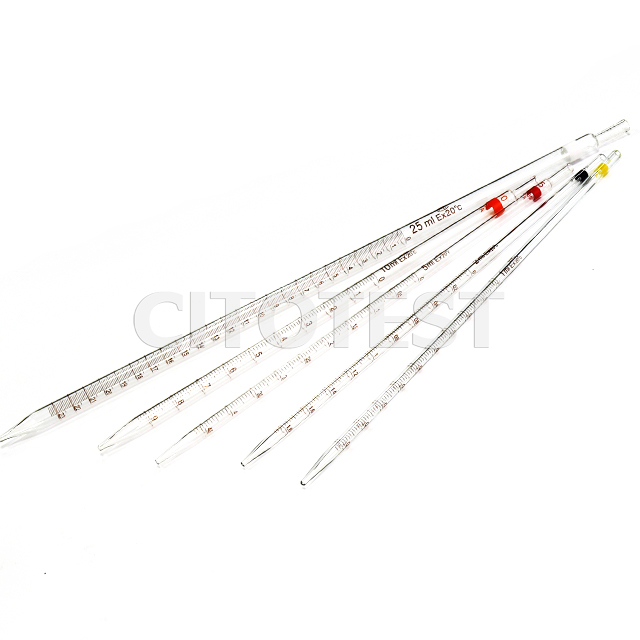 Glass measuring pipette, reusable, class B