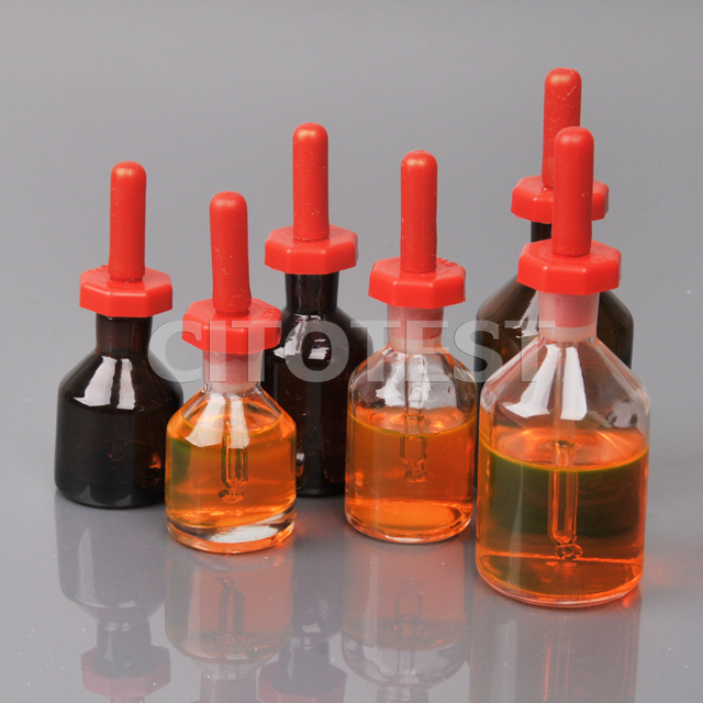 Dropping bottle, with screw cap and carrying handle, amber glass