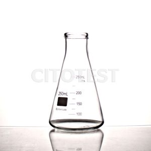 Conical flask, borosilicate 3.3 glass material, short wide neck